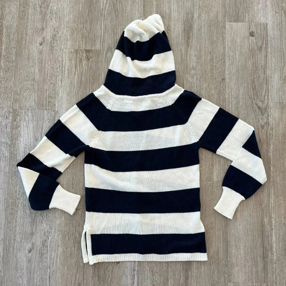 Womens Wooden Nickels Vintage Blue/White Stripe Hooded Sweater - M - Picture 4 of 5